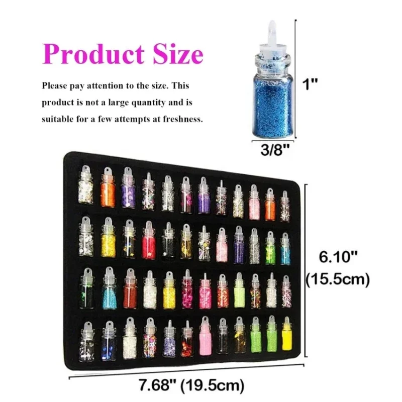 Drop Glue Filling DIY Slime Glitter Sequined Glass Beads Shell Powder 48 Colors Set Glass Bottle Nail Art Jewelry