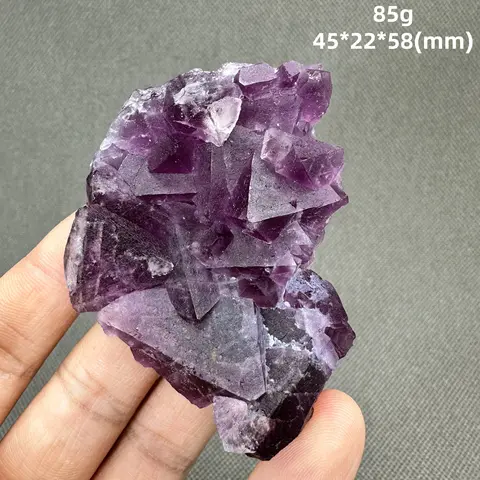 Natural ZHEJIANG octahedral purple fluorite mineral specimen + healing quartz crystals and stones rock gemstone
