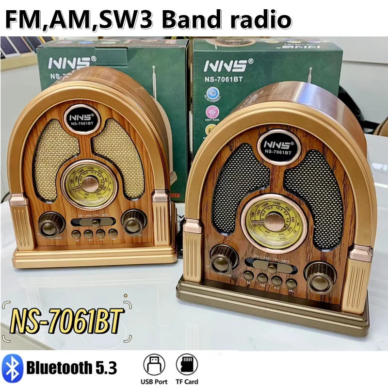 

Mini Portable Retro FM/AM/SW 3 Band Radio with USB TF Card MP3 Music Player Wood Home Rechargeable Radios HiFi Wireless Speakers