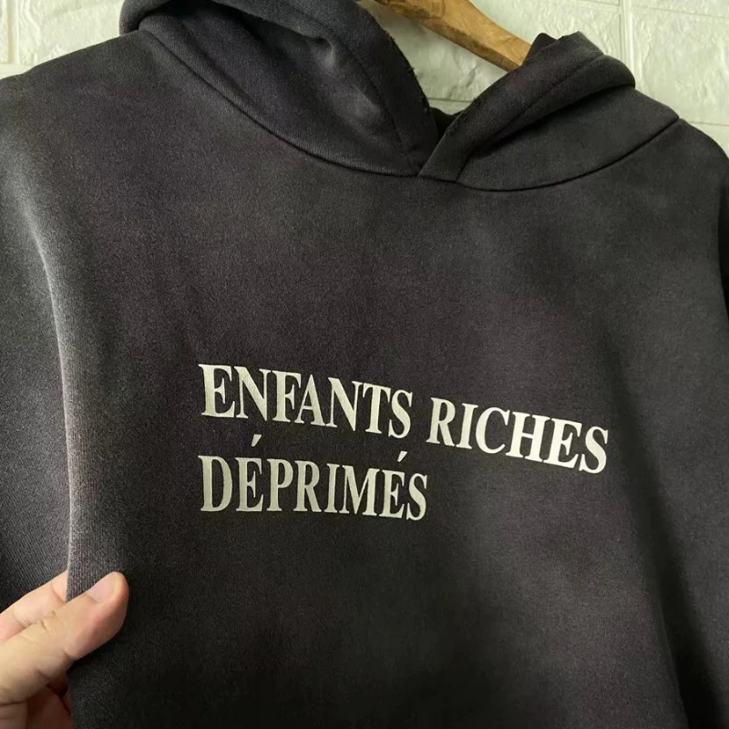 

25ss Enfants Riches Deporimes Hoodies Classic Letter Logo Print Pure Cotton ERD Black Washed Sweatshirts