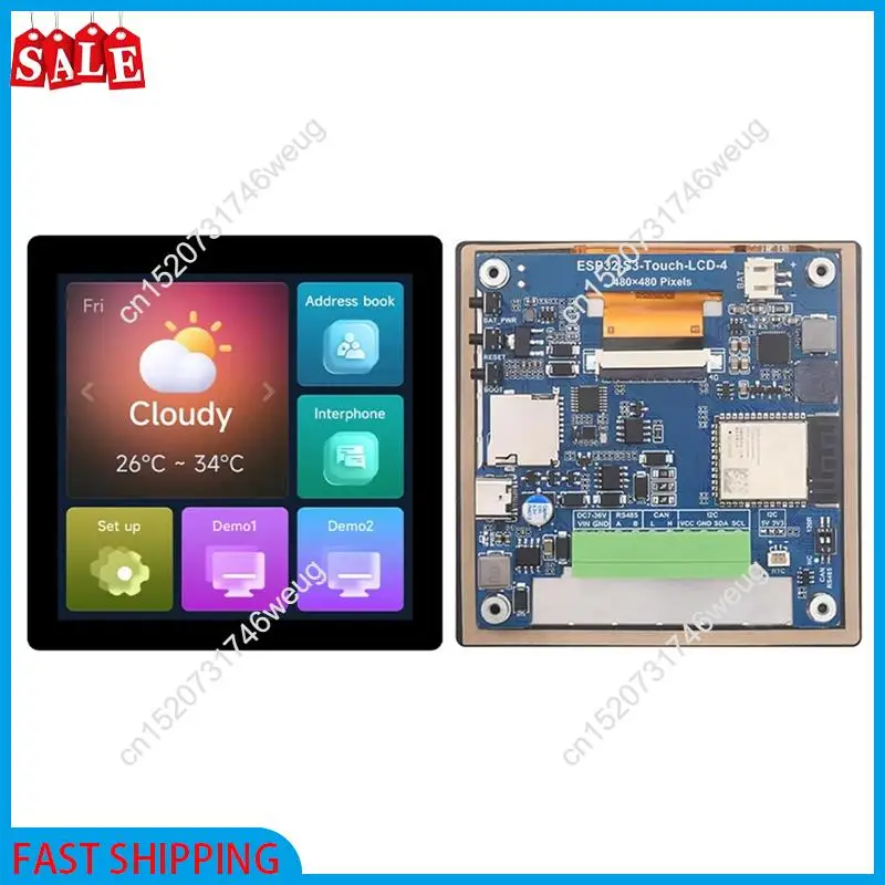 

Flash Deal-CAN RS485 ESP32 S3 4" LCD Development Board 480X480 Touchscreen Display TVBOX LVGL HMI Sensor Electronic Component Ki