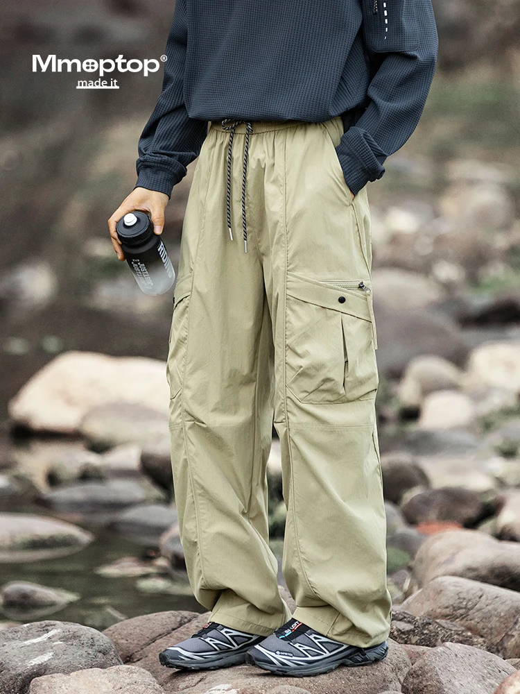 

MMOPTOP Men's Outdoor Climbing Trousers Loose Fit Sporty Waterproof Multi-Pocket Workwear Casual Pants Spring Autumn