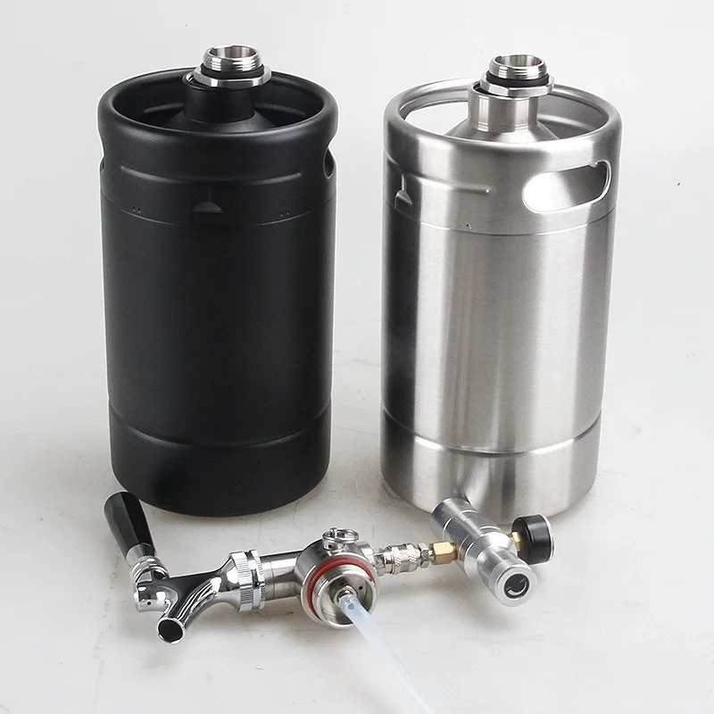 2L Mini Keg Double-layer Thermal Insulation Outdoor Pressurized 304 Stainless Steel Self-brewed Draft Beer Beater System