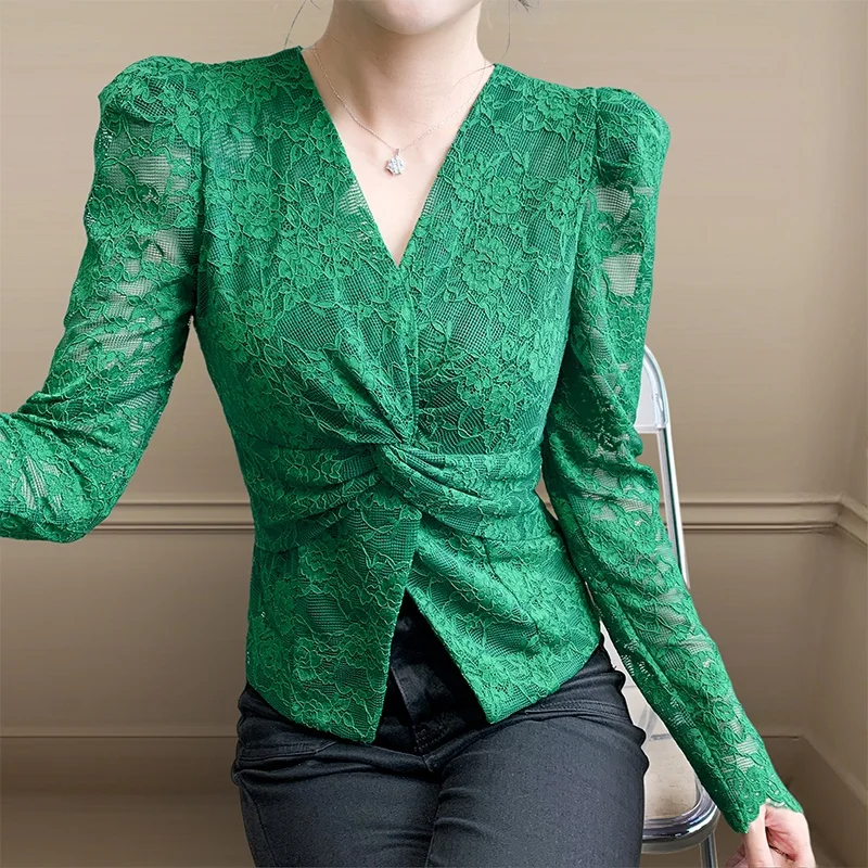 

Ele Long Sve V-Ne Кружевной женский модный топ с узлом, облегающий внутренний топ, базовая одежда, сексуальный эластичный топ из полиэстера...