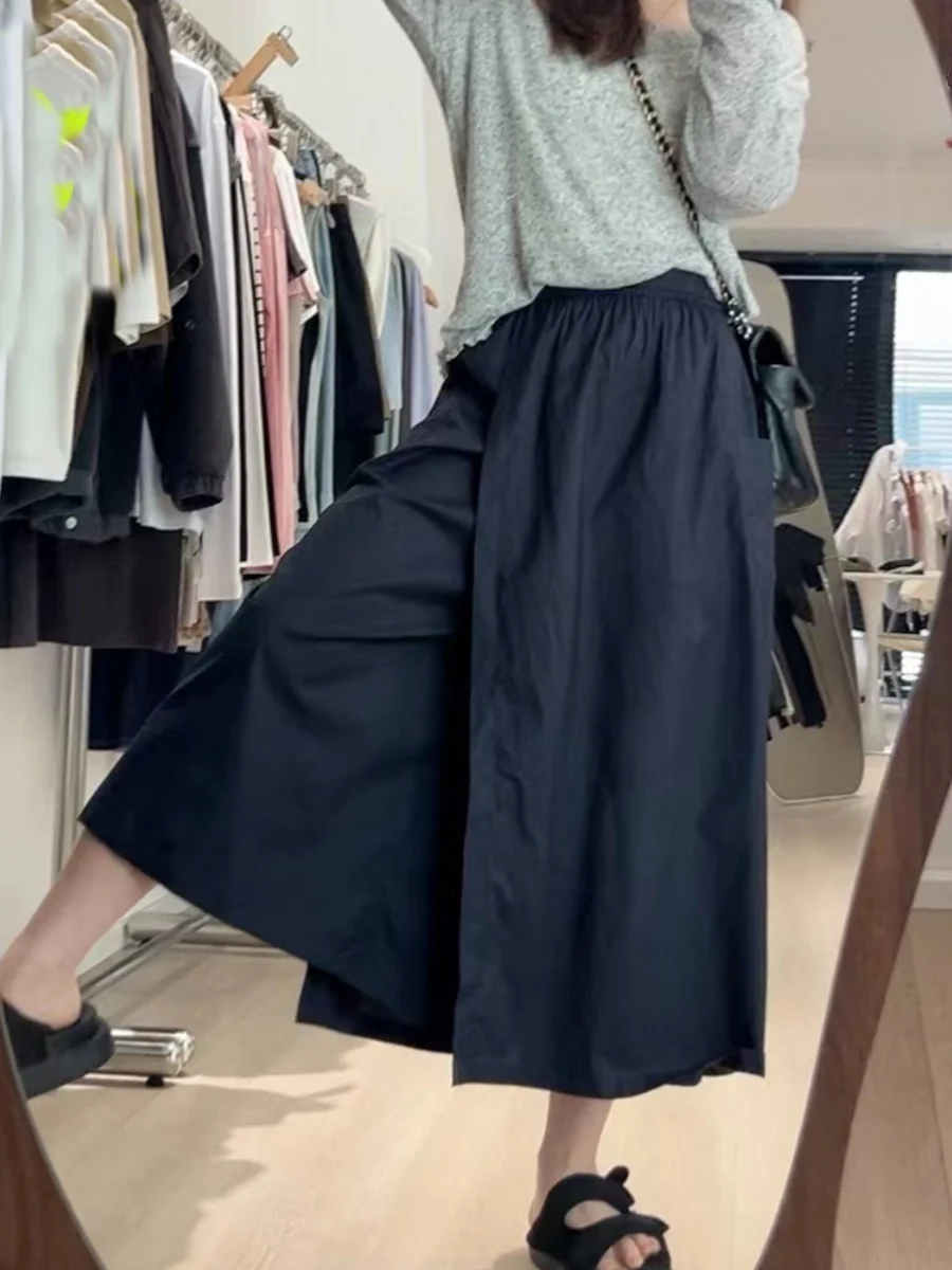 High Waist Wide Leg Half Skirt Pants Elastic Casual A-Line Workwear Trousers plus Size Loose Comfortable Commute Style Summer...