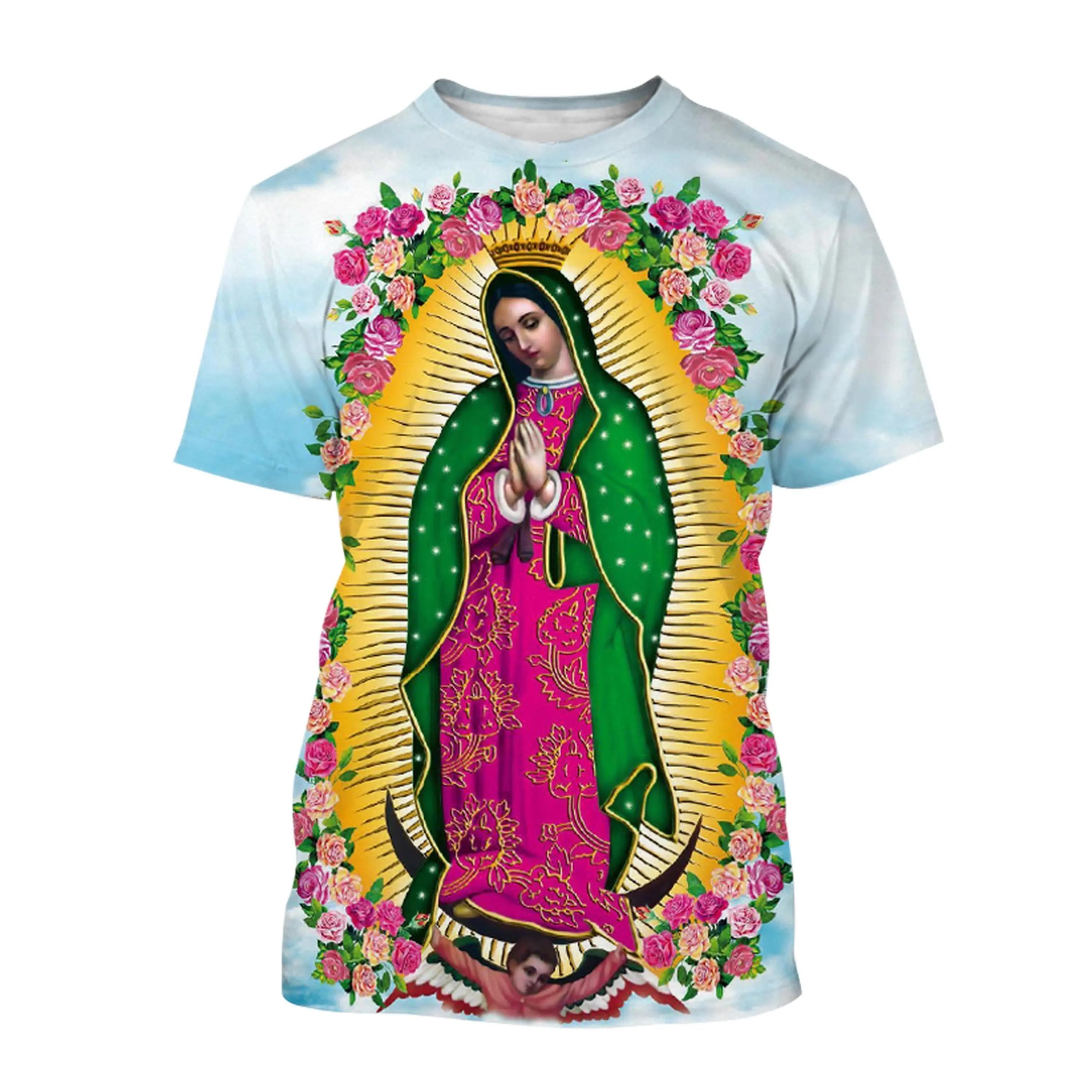 Men's and Women's T Shirt Guadalupe Virgin Mary of Mexico 3D Print Tees Unisex Casual O-neck Short Sleeve Tops Oversized T-shirt