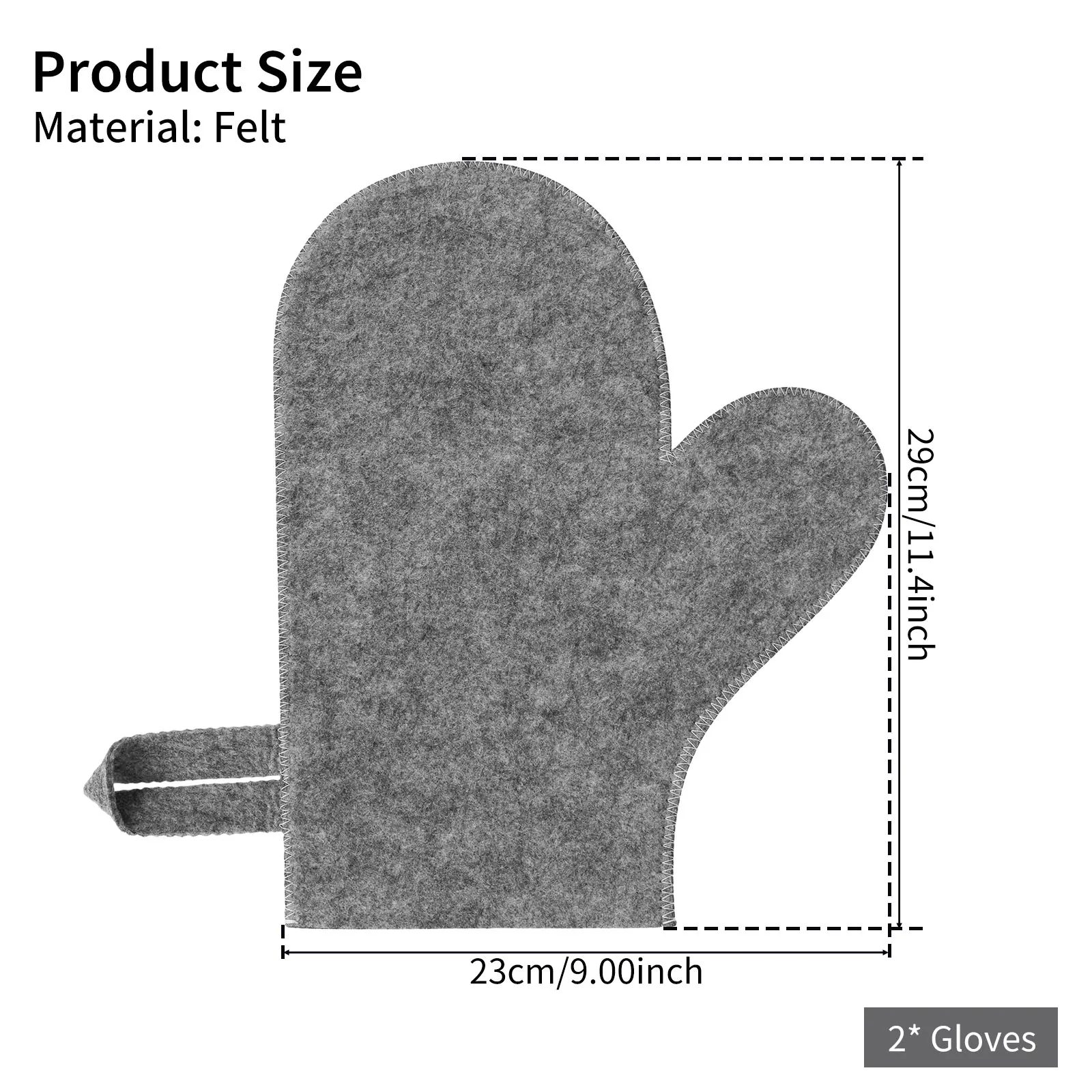 2Pcs Felt Sauna Mitt Bathing Body Lotion Glove Steam Room Heat Resistant Shower Scrubbers Exfoliating for Bath Spa Massage view 6