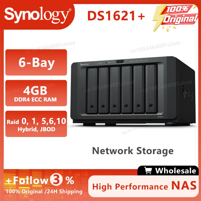 Synology DS1621+ 6ベイNASエンクロージャー 4GB RAID 0 1 5 6 10