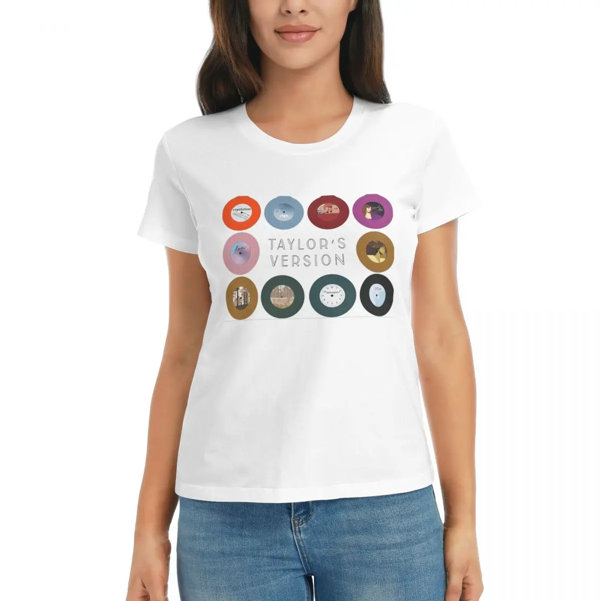 

Женская футболка Taylor's Version Eras Tour Albums, летняя, с коротким рукавом, круглым вырезом, хлопковая, одежда, топы, уличная мода