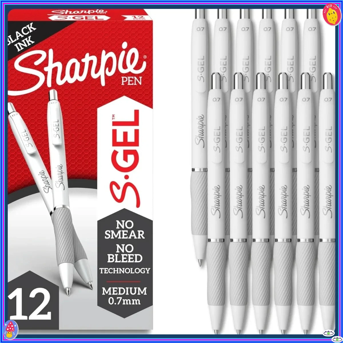 

Gel pen, drawing pen, suitable for journaling, coloring, medium nib (0.7mm), pearl white pen body, black ink pen 12 pieces