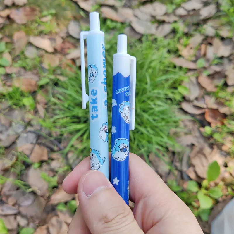 Imagem -05 - Engraçado Tubarão Gel Pen Pack Preto de Secagem Rápida Caneta de Carbono Kawaii Papelaria Estética Suprimentos Estilo Bebê Escritório Pcs