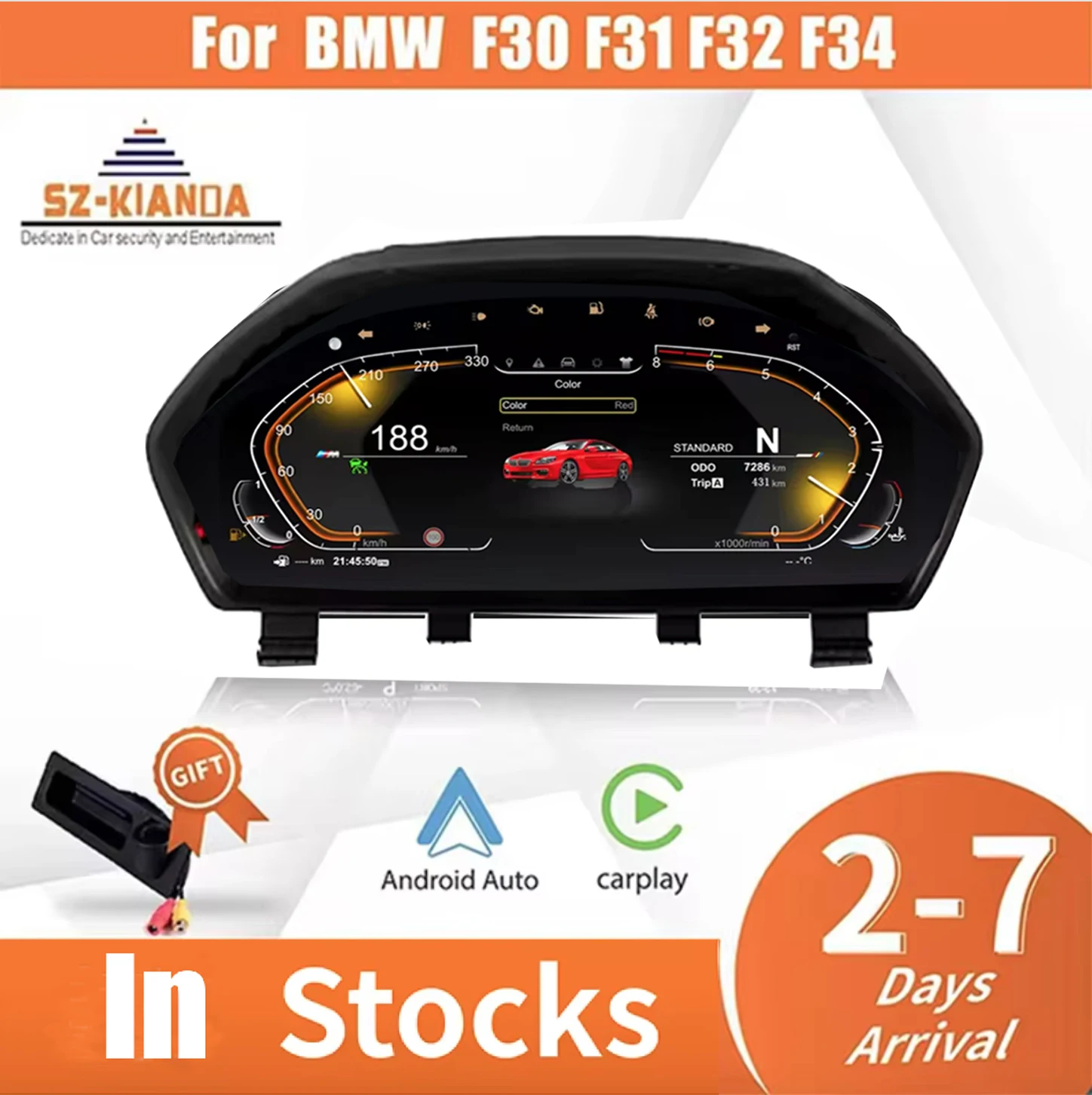 Latest 12.3'' Car LCD Dashboard Cluster For BMW 3 4 Series F30 F31 F32 F34 F36 instrument Cockpit speedometer Display