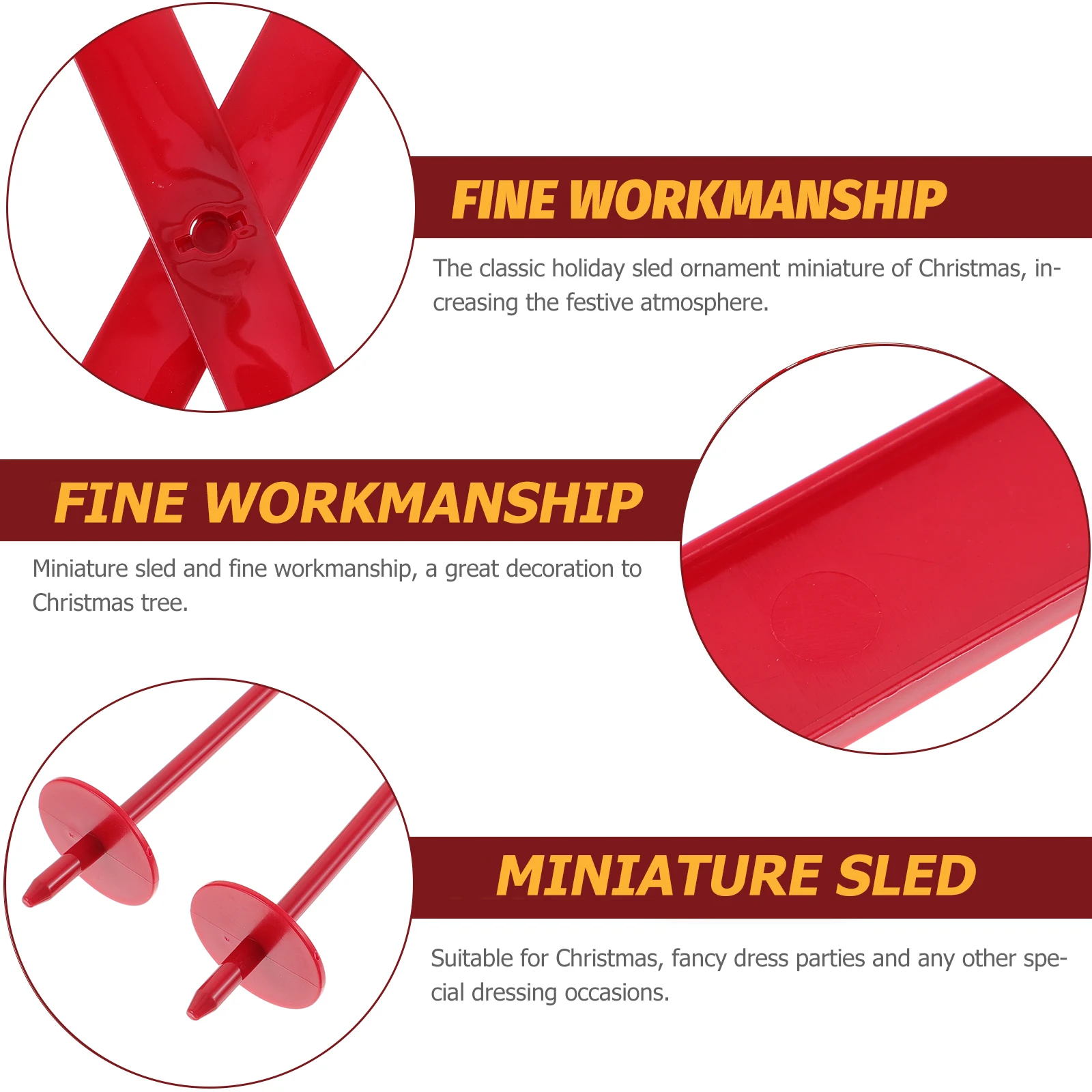 

2 set Christmas Sleigh Ornament Mini Plastic Sled Decoration For Tree Tabletop Party Home Decor Xmas Gift Desktop