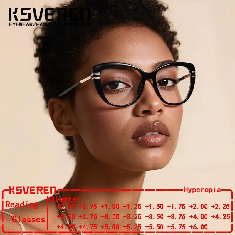 

Women TR90 Blue Light Blocking Cat Eye Reading Glasses Fashion Finished Presbyopic Eyewear Prescription Glasses Customized Lens