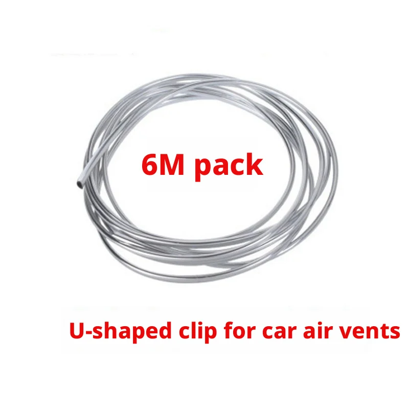 6 Meters Car Chrome-Plated Decorative Strip U-Shaped Strip Air-Conditioning Opening Bright Strip Car Door Decorative Clip Strip