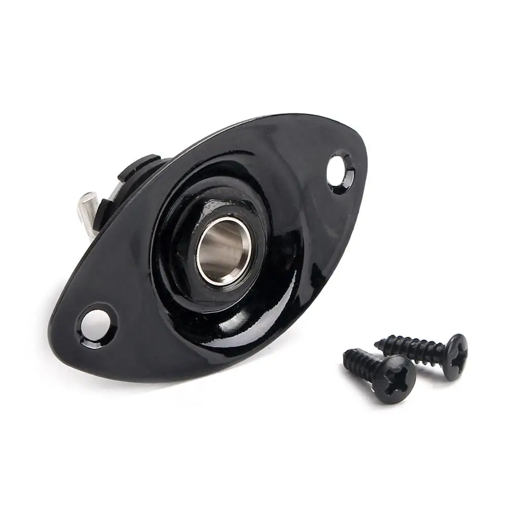 

Indented 1/4 Inch Oval Guitar Pickup Output Input Plug Socket 6.35mm With 2 Mounting Screws for Electric Guitar Bass (Black