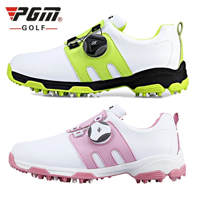 PGM Golf Kids Sport Shoes with 3D Breathable Groove Waterproof Breathable Anti-Sideslip Sneakers for Boys Girls Children