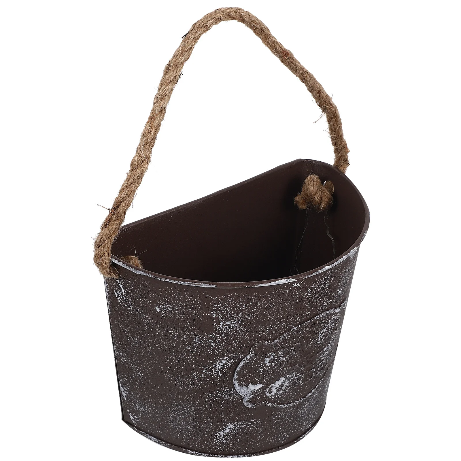 

2Pcs Wall Hanging Flowerpot Iron Hemp Rope Hanging Planter for Balcony Garden Decor Vintage Metal Flower Bucket Home Wall