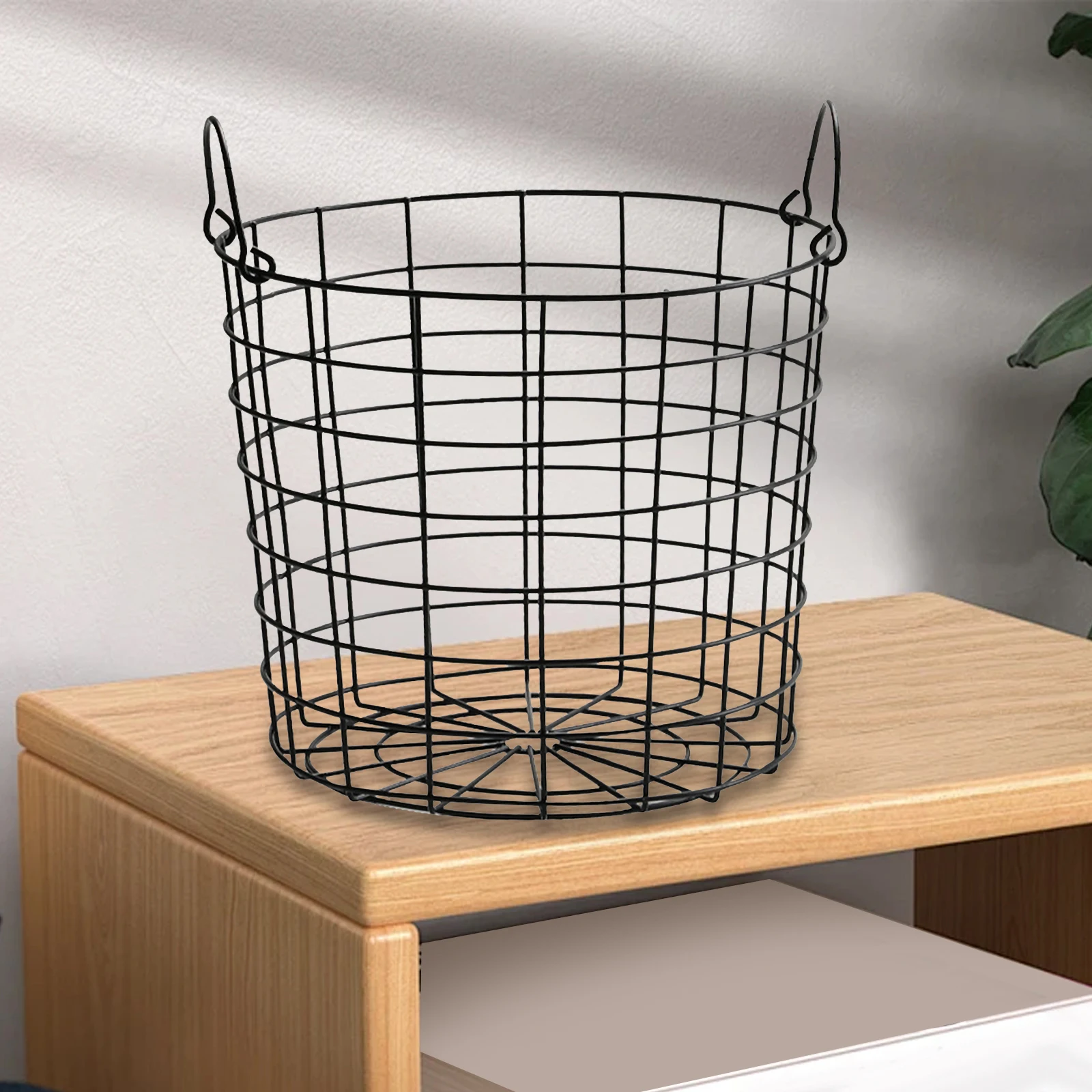 Iron Wire Storage Basket Large Capacity with Handles Fruit Basket Round Multiuse Storage0 Organizer for Pantry Closet Kitchen