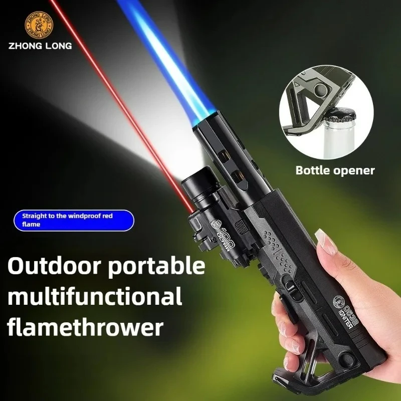 ولاعة ليزر جديدة مقاومة للرياح - حريق أزرق نابض بالحياة، تصميم شخصي، مشعل خارجي محمول للتخييم وعشاق الاتجاه