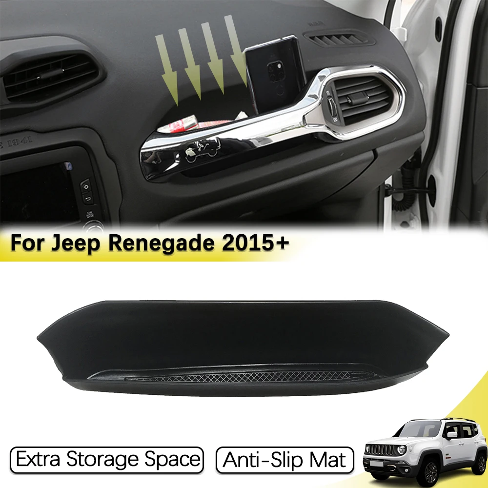 Caja de almacenamiento con mango de agarre para copiloto de coche, organizador de bandeja para Jeep Renegade 2015-2023, reposabrazos ABS, accesorios interiores para orden y orden