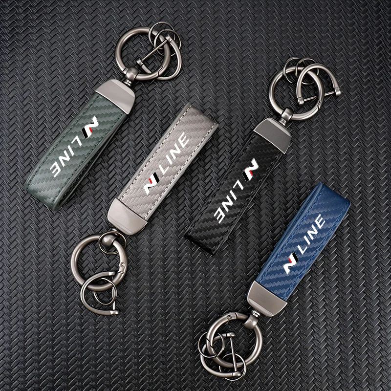 Llavero de aleación de zinc y fibra de carbono para coche, llavero de microfibra para Hyundai Nline Tucson Accent Elantra Santafe Sonata I30 I10