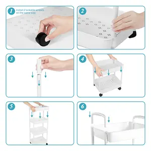 Plastiklager -Dienstprogramm mit Riemen, Bürovorstellungswagen, Wohnzimmer, Küche, mobiler Aufbewahrungsorganisator mit Rad 8 Hauptverkäufe Rolling Carrine - №6