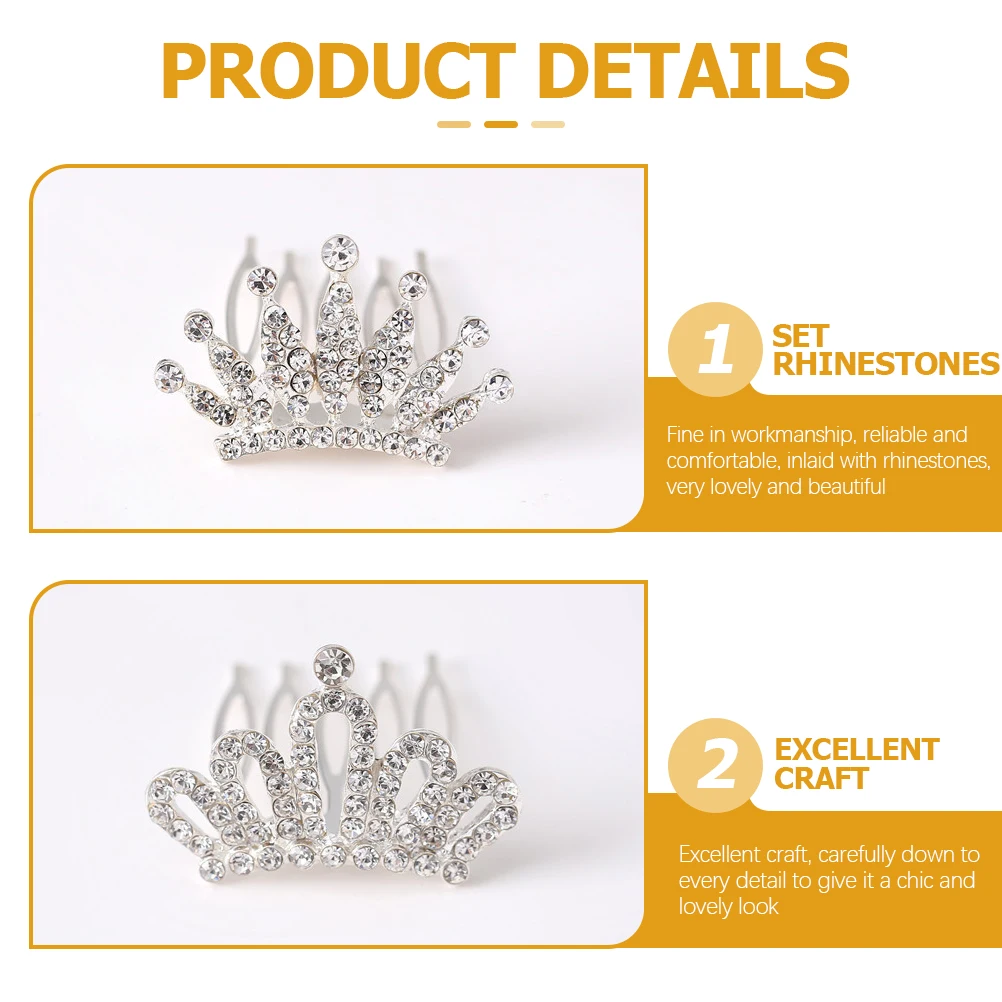 

3Pcs Girls Rhinestone Tiaras Hair Accessory Princess Headpiece For Parties