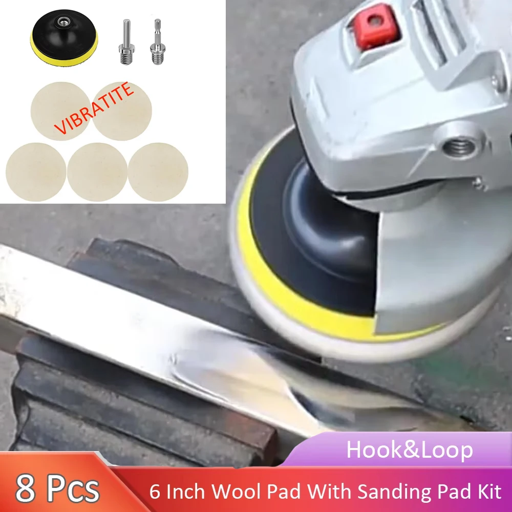 

Набор из 8 шерстяных полировальных кругов (6 дюймов) с абразивными вставками и 2 адаптерами для полировки автомобильной краски и мебели