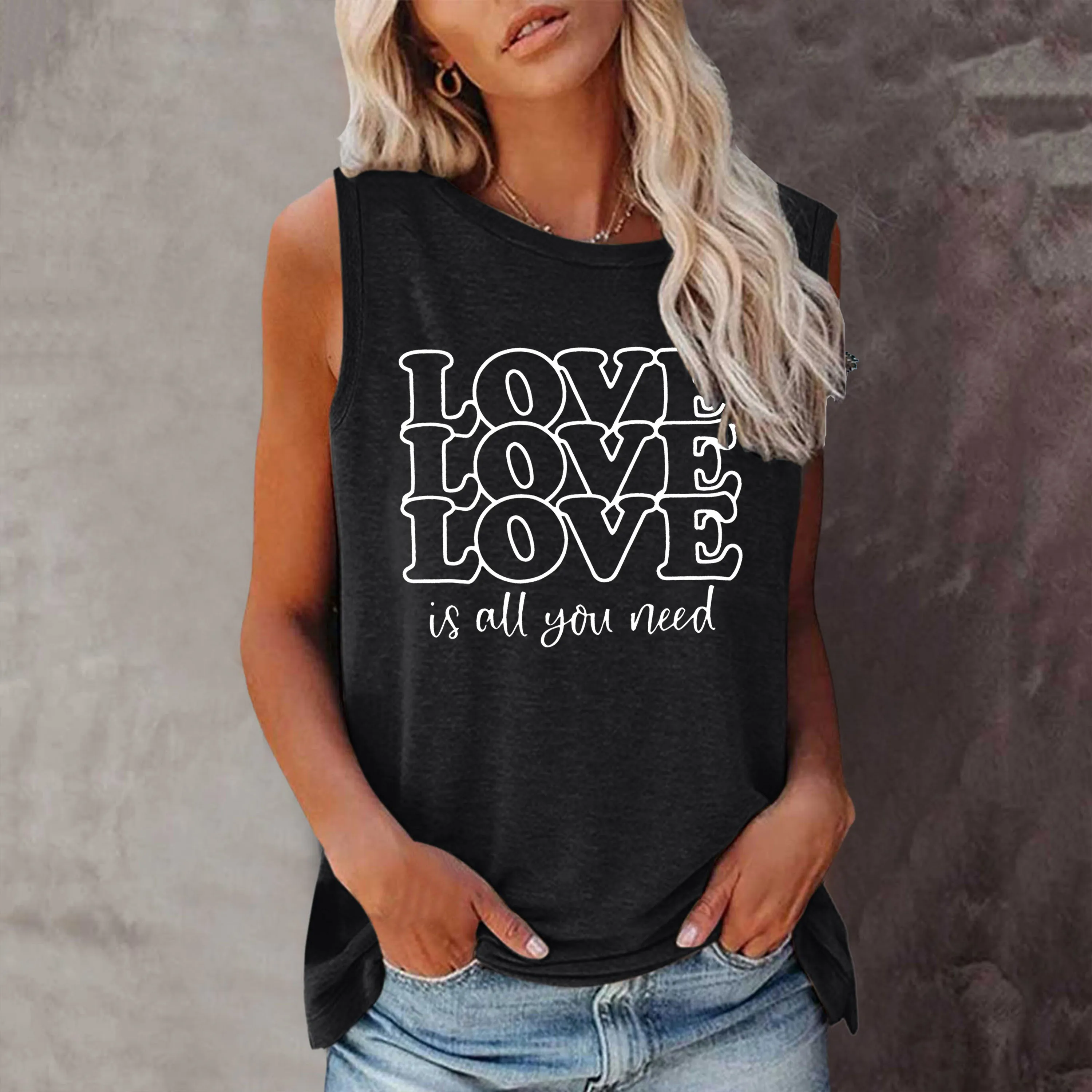 LOVE Shirt Short Sleeve Crew Neck Casual Top for Summer & Spring Women\'s Clothing Harajuku Tops