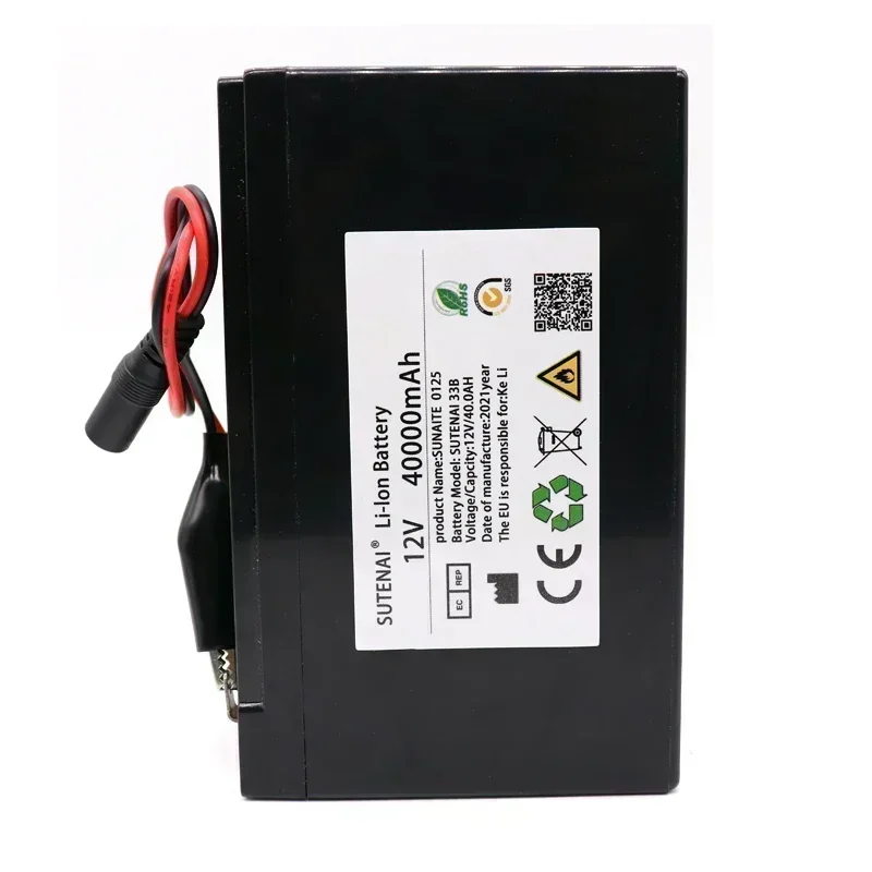 Novo pacote de bateria de lítio 12v 40ah 18650 3s6p embutido de alta corrente 30a bms para pulverizadores, bateria de veículo elétrico + carregador 12.6v