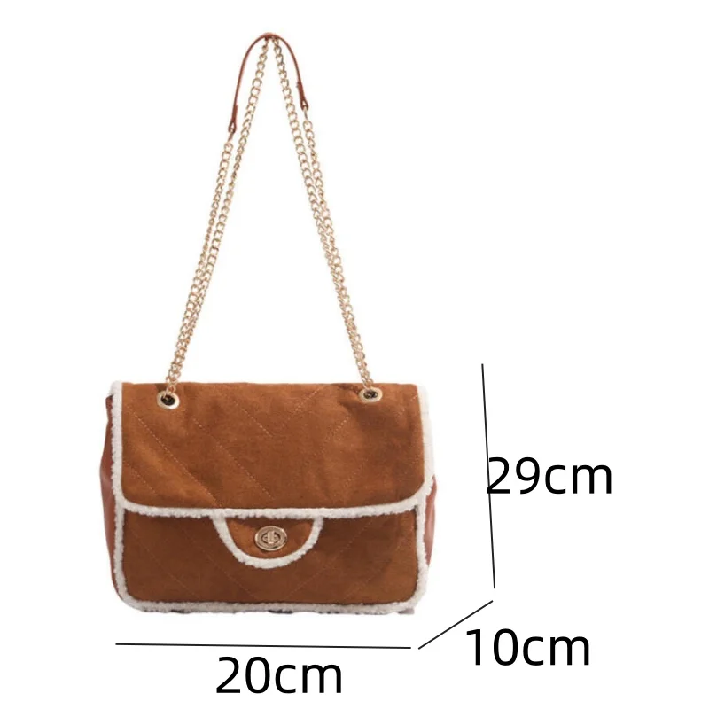 New Fashion Square Bags Female Shoulder Bags Retro Brown Niche Design Advanced Chain Bags Women\'s Leisure Trend Crossbody Bags