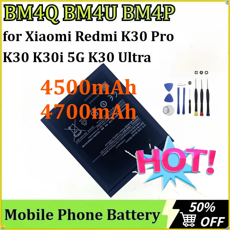 

For Xiaomi Redmi K30 Pro K30 K30i 5G K30 Ultra New BM4Q BM4U BM4P Supreme Version Newly Upgraded Mobile Phone Battery + Tools