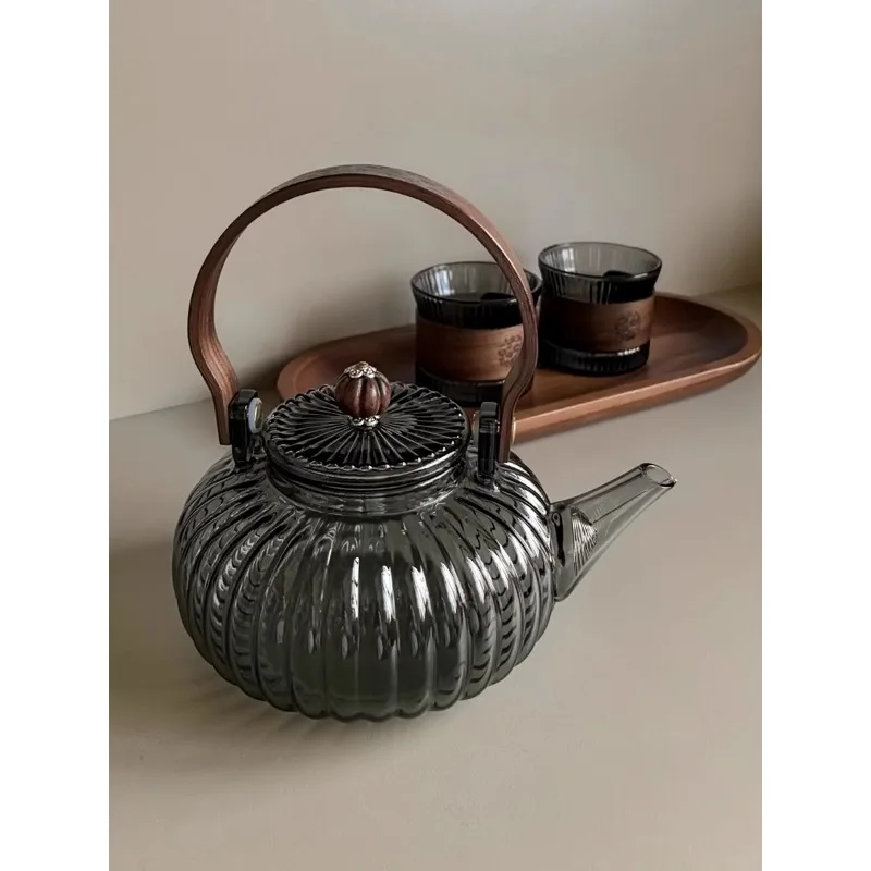 

State life, artificially blown high borosilicate glass high temperature resistant teapot, household surrounding stove brewing te