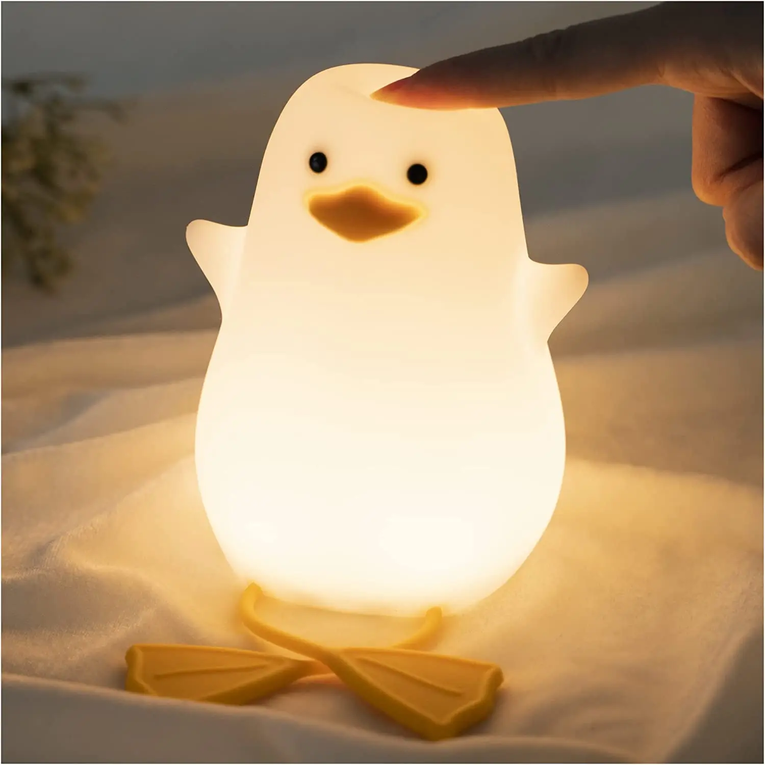 Squishy Duck Night Light USB Rechargeable Dimmable Cute LED Seagull Night Lamp for Baby Kids Nursery Bedroom Decor Nightlights