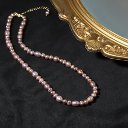 Natural Freshwater Pink Purple Pearl Necklace Korean Style Women Luxury Jewelry Fashion Ladies and Girls Gift GN0671