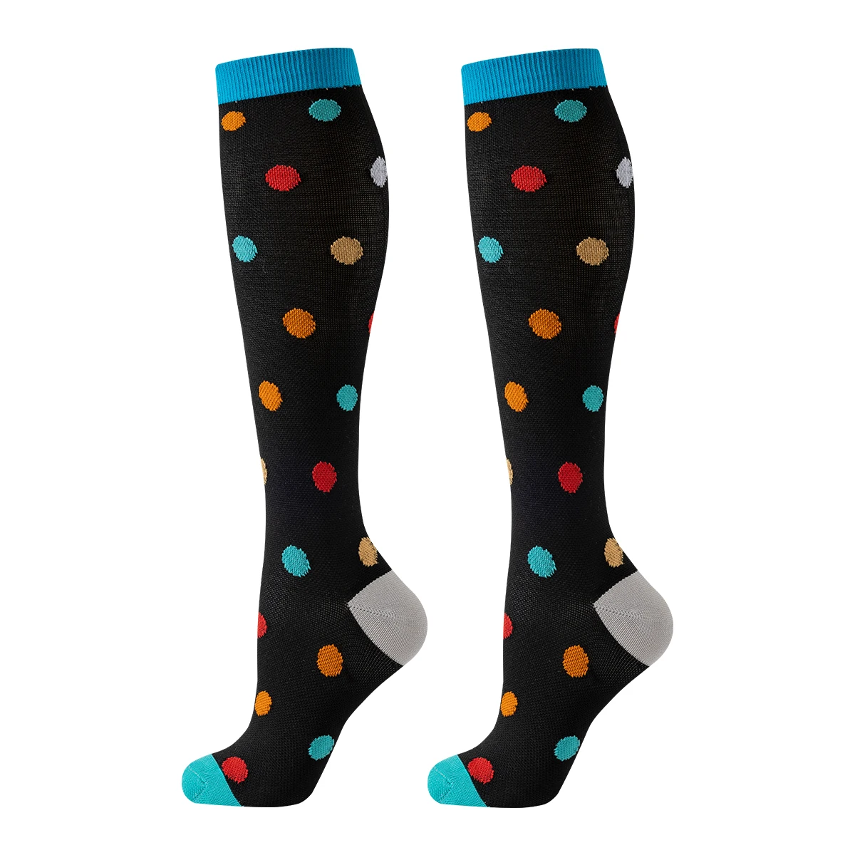 6 أزواج من جوارب الساق الرياضية الممرضة بنمط نقاط بسيطة ومثيرة للاهتمام هدية عيد الأم هدية عيد ميلاد بنمط نقاط البولكا المضغوطة