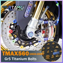 RTAMO Titanium Alloy Bolt Front Caliper Brake Disc Fender ABS Plate Screw Banjo Bleeder for Yamaha Tmax560 (2022-2024)