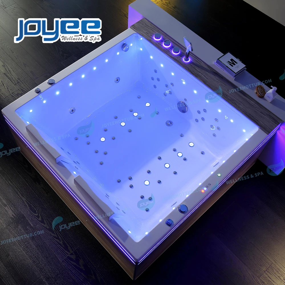 1.65M Modern Indoor Acrylic Square Bathtub Freestanding Immersion Spa Tub Can Accommodate 1-2 People JOYEE Indoor Bathtub