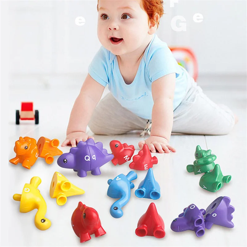 Kinder früh kindliche Bildung Spielzeug Cartoon Dinosaurier Brief passende Nummer zählen kognitive Erleuchtung Montessori Puzzle Spielzeug