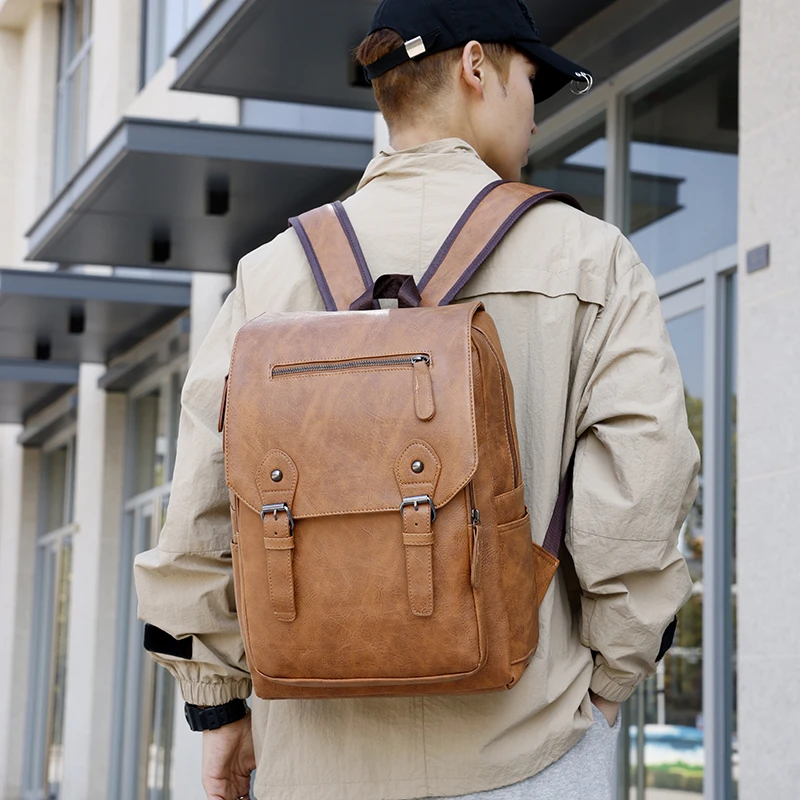 Imagem -03 - Estilo Diário Masculino Masculino Bolsas Mochila Meninos Couro do Plutônio Grande Espaço de Viagem Estudantes Moda Bolsos Multi-zíper para Trabalhar 2023 Novo