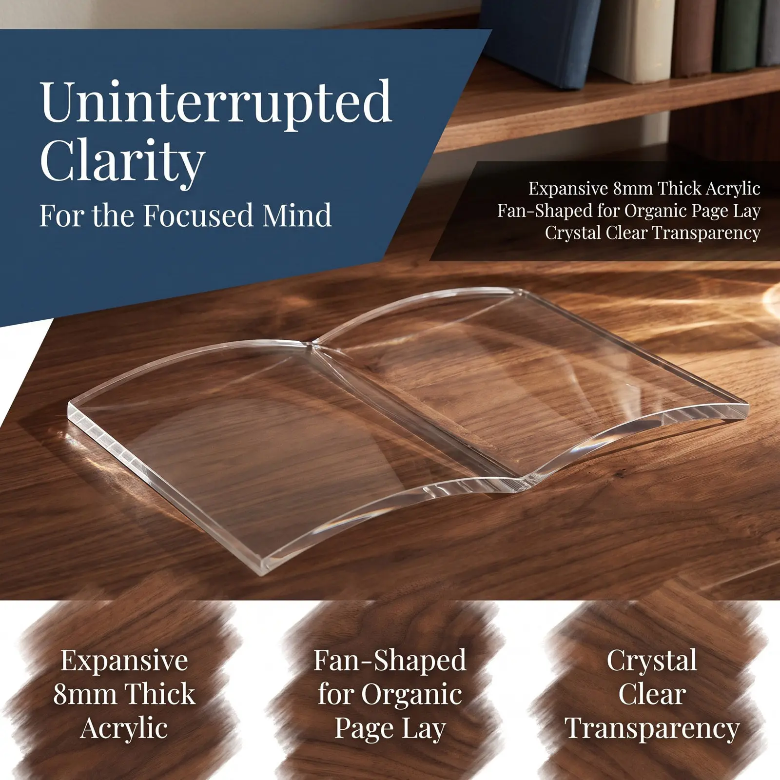 8Mm Clear Acrylic Book Weight Open Book Shaped Page Holder for Cookbooks Textbooks Sheet Music Bible Calligraphy Hands-Free