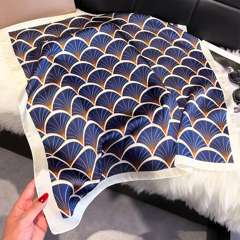 

Luxury Print Satin Silk Square Scarf for Women Shawl Hijab Neckerchief Female Hair Ribbon Headband Fashion Wrap Bandana 2023 New