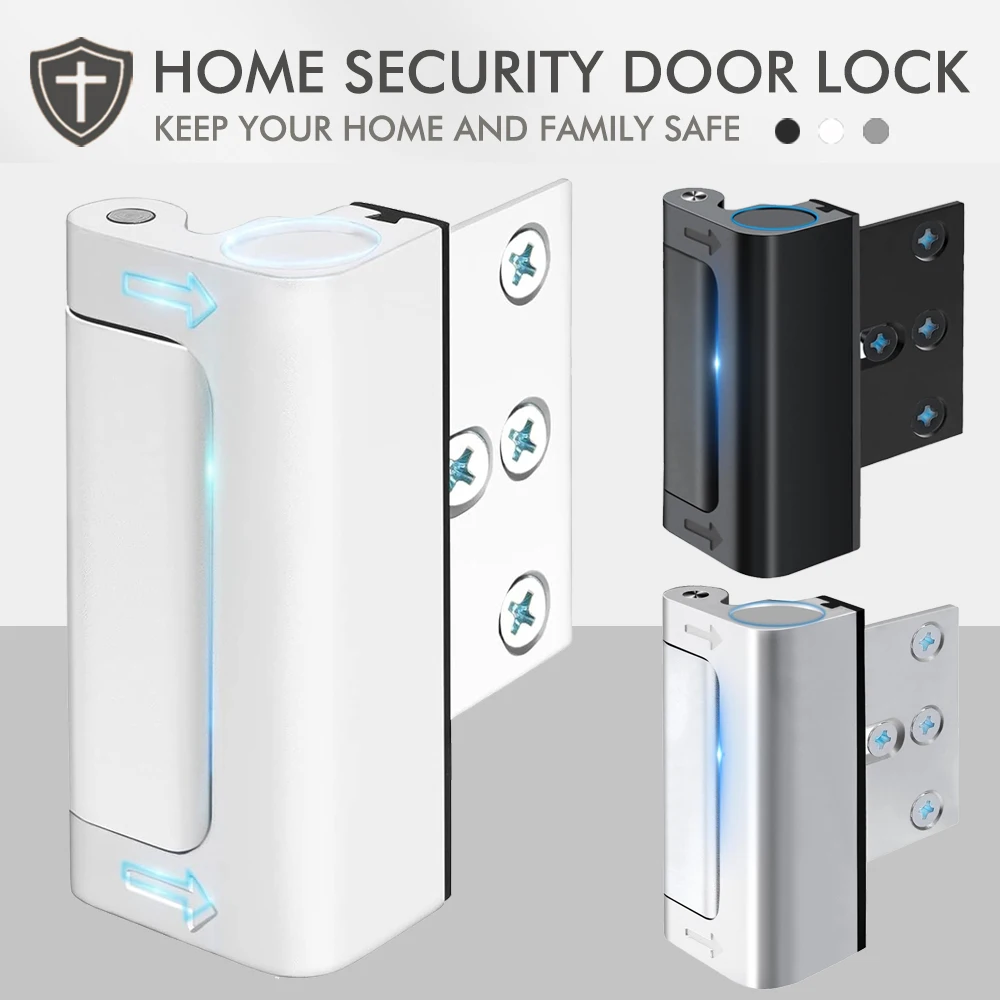 Durable New Home Security Door Lock Aluminum Alloy Anti-theft Door Lock Childproof Door Reinforcement Lock with 3 Inch Stop