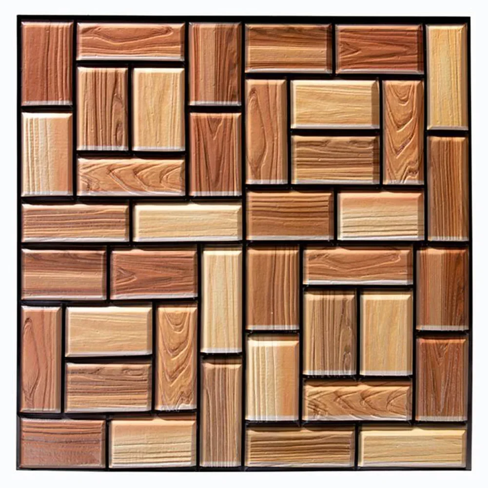 Adesivi per piastrelle 3D Cucina Decorazione impermeabile a prova di olio Adesivo da parete con venature del legno per parete di fondo, decorazione del balcone