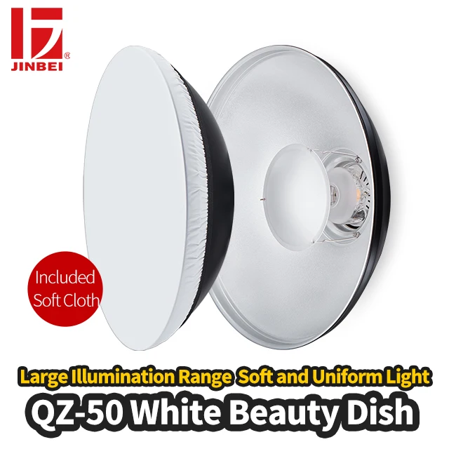 JINBEI QZ-50 Photographic Beauty Dish Reflector with Honey Comb White 50cm Bowens Mount  for Portrait Photography