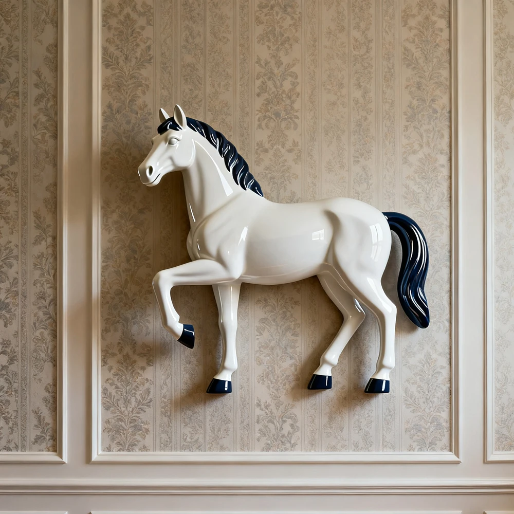 Custom horse sculpture sandblasted DIY decorative artwork for hotel lobbies, commercial spaces, and residential decor