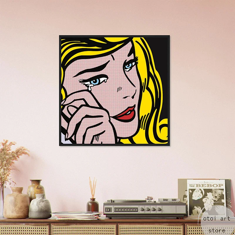 Pop Comics Style Roy Lichtenstein Crying Girl Art Poster Canvas Painting Wall Prints Picture for Living Room Home Decor Cuadros