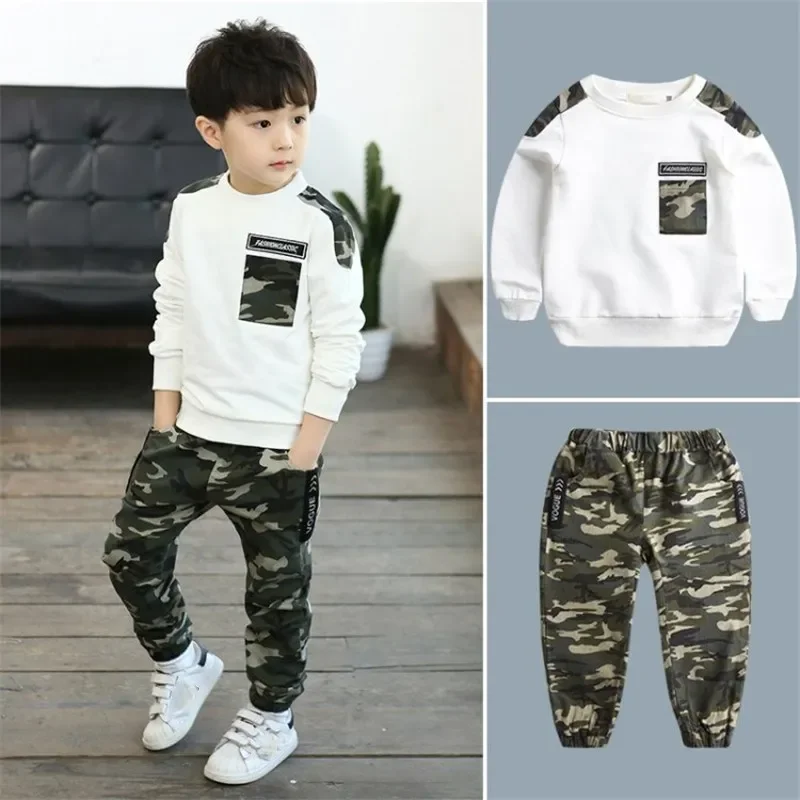 Kids Sport Clothing Sets Boys Tracksuit Autumn Camouflage Children Tops Pants 2Pcs Kit Outfit Teenager Boys Camouflage Tracksuit