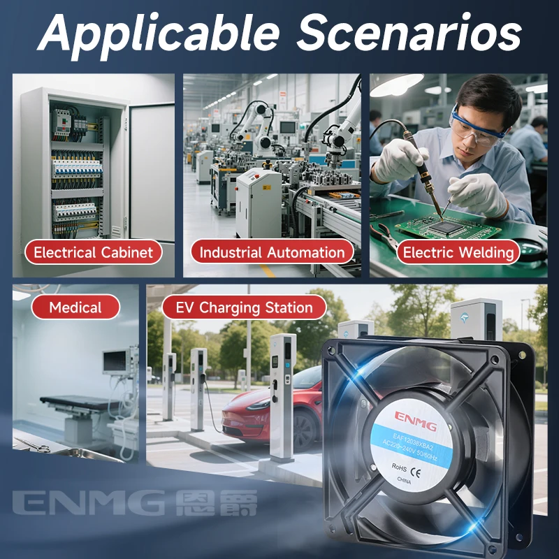 ENMG EAFETF Compact Variable Frequency Axial Fan, Low Noise Cooling Ventilation Unit for Electrical Cabinet, Control Panel, Dist